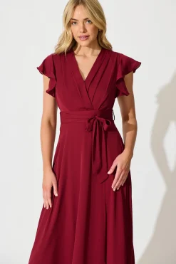 Discount Wynter Maxi Dress in Wine Chiffon Dresses|Party