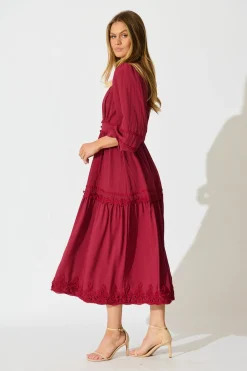 New Yasmina Midi Dress in Wine Dresses|Casual