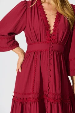 New Yasmina Midi Dress in Wine Dresses|Casual