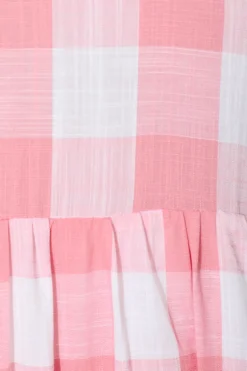 New Zara Midi Smock Dress in Pink with White Gingham Cotton Dresses|Casual