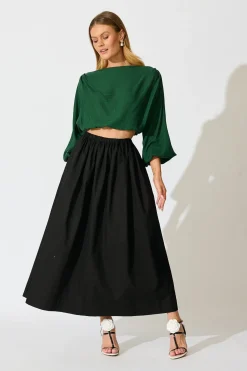 Best Zita Off Shoulder Top in Emerald Cotton Linen Tops|Casual